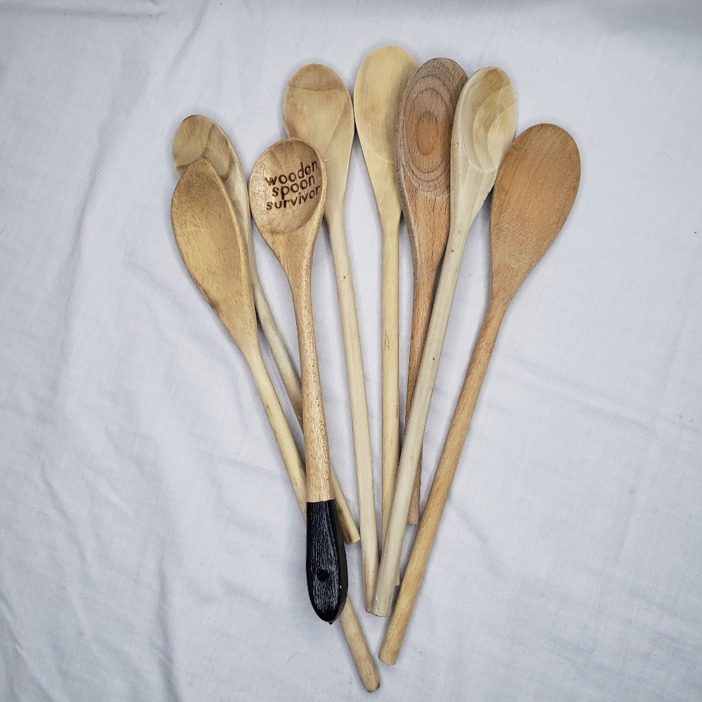 Eight Vintage Wooden Spoons